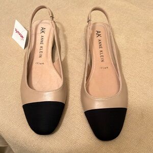 Tan and Black Slingbacks